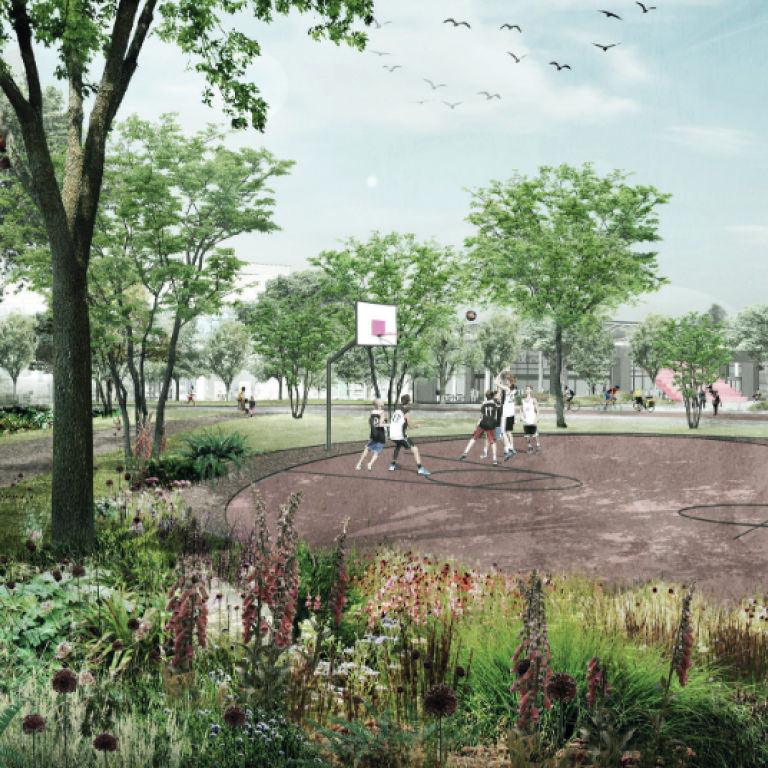 Herinrichting Bogaardplein Rijswijk met Basketbalveld.PNG